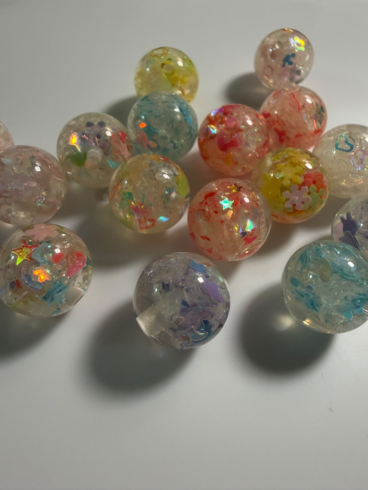 16MM Resin Beads with chunky glitter
