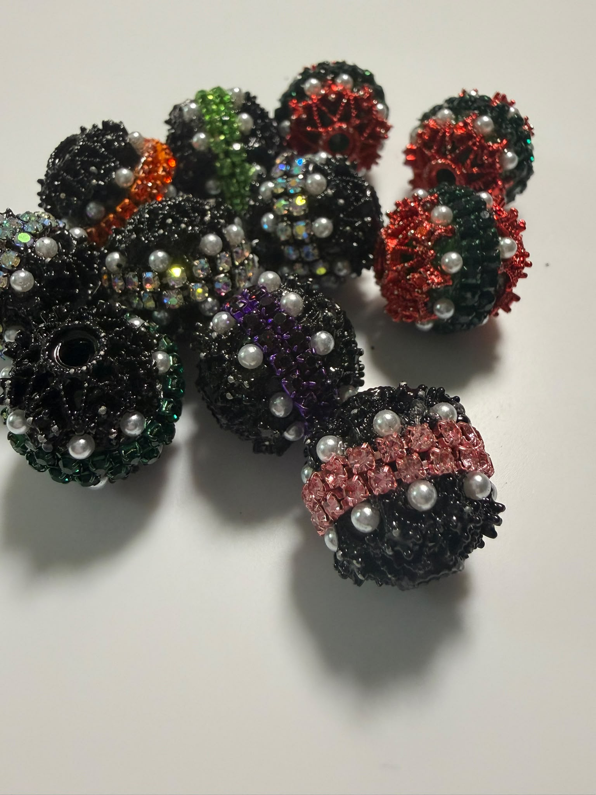 Rhinestone Pearl Band Focal Beads (3 PCS)