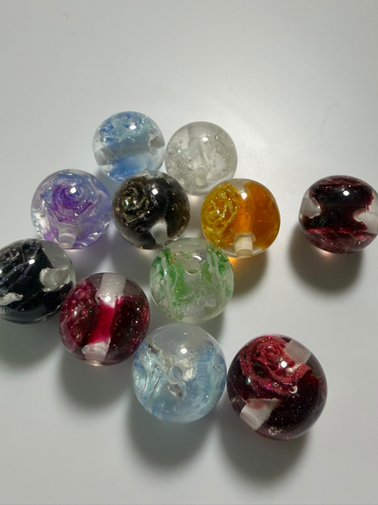 16MM/20MM Resin with Glittery Rose Inside (10 PCS)