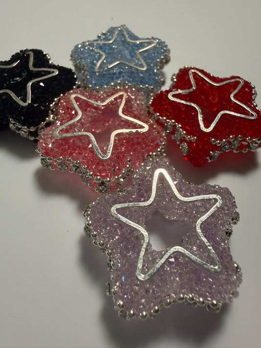 Rhinestone Hollow Star Focal Beads (3 PCS)